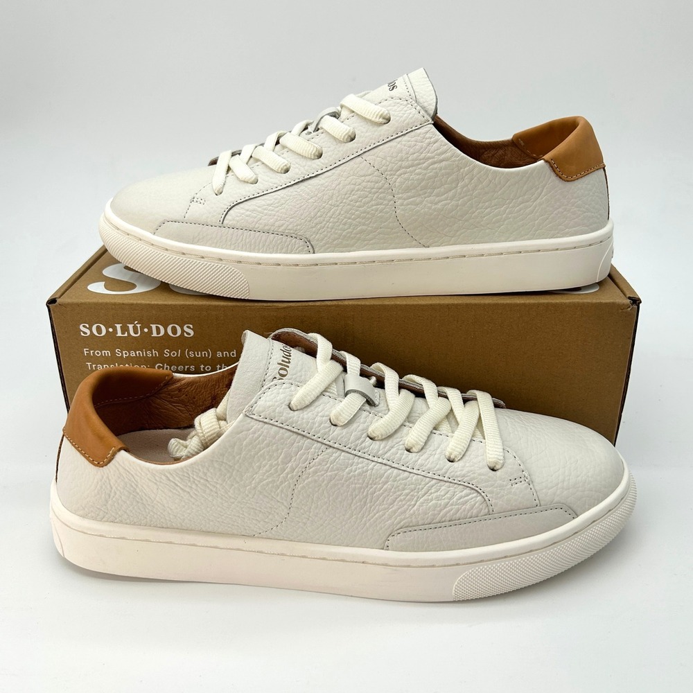 Soludos Ibiza Classic Sneakers Womens Size 9.5 Oasis White Tumbled Leather NEW